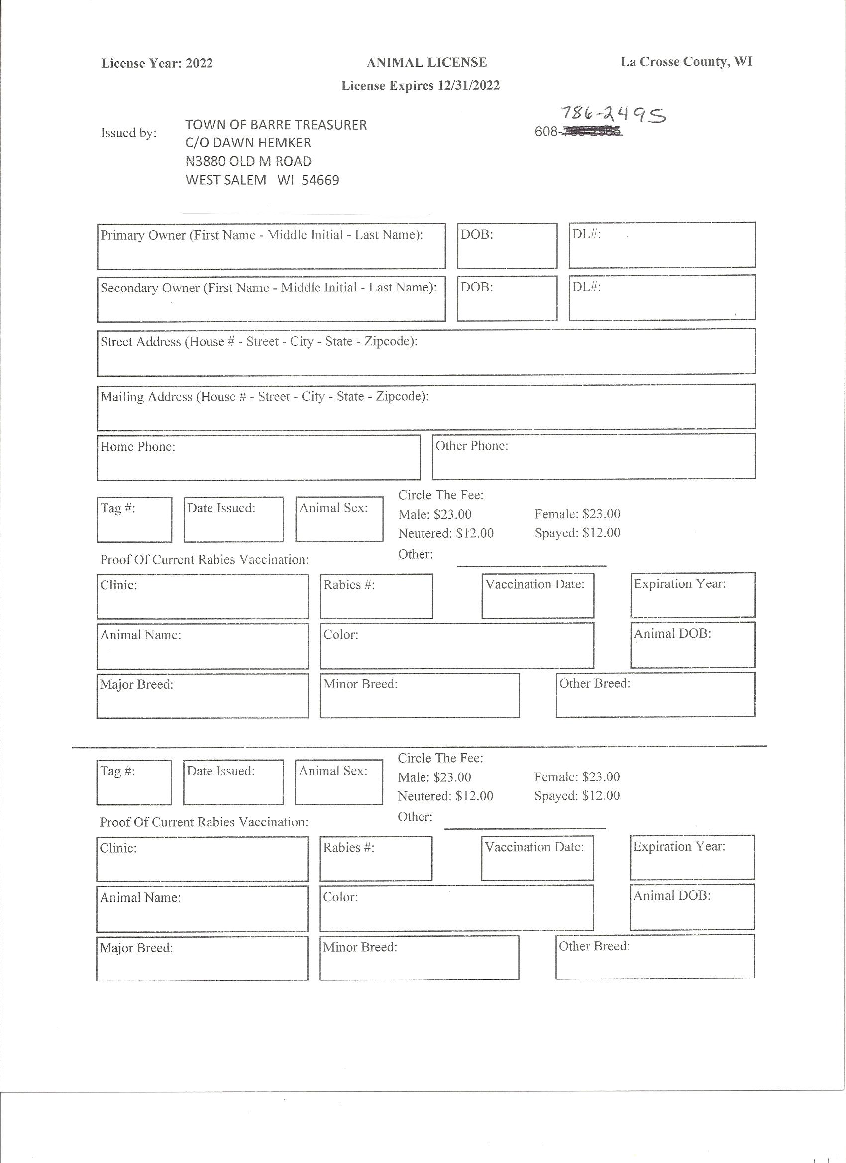 Dog Licenses, Pet Licenses Town of Barre